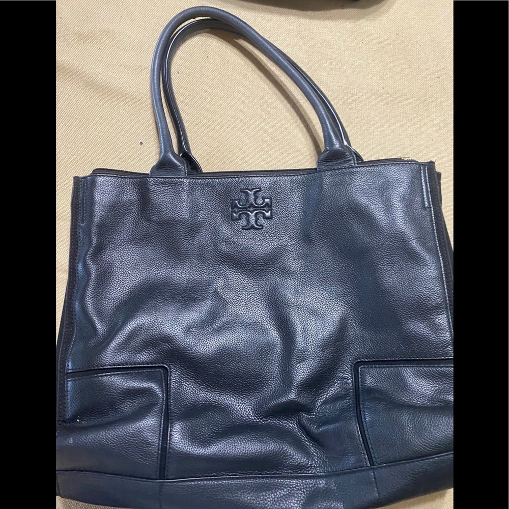 Tory Burch Black Leather Tote Bag
